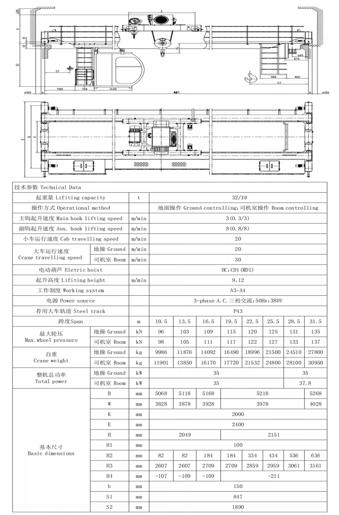 二手30吨桥式起重机出售