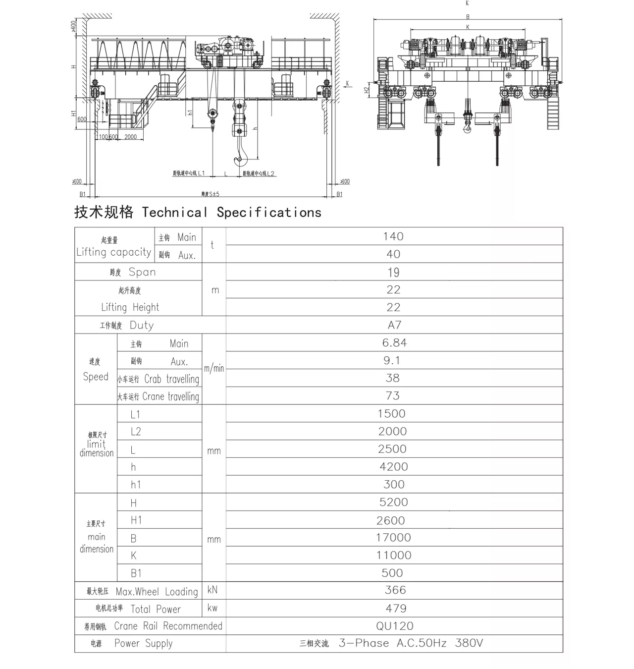 二手铸造厂桥式起重机